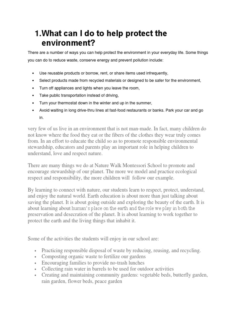 Ways to Protect the Environment | PDF | Natural Environment | Nature