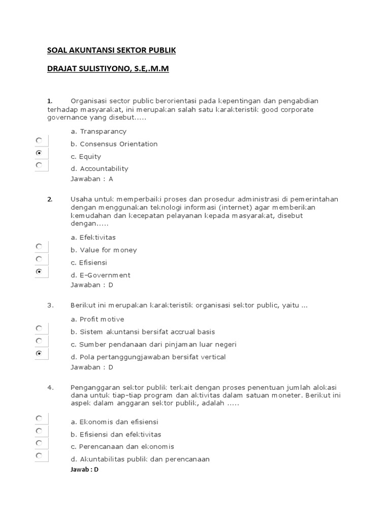 Contoh Soal Dan Jawaban Sistem Akuntansi Pemerintah Daerah Soal Dan Jawaban