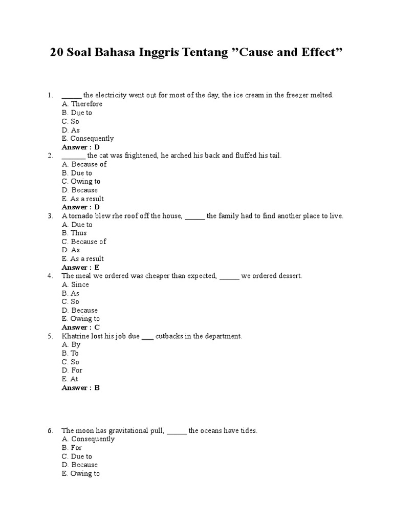 20 Soal Bahasa Inggris Tentang Cause And Effect Deforestation Forests