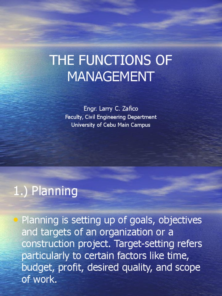 Management Functions Overview | PDF