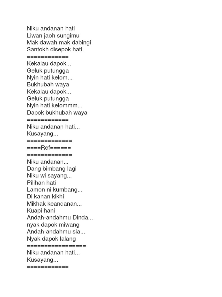 Lirik Andanan Hati Docx