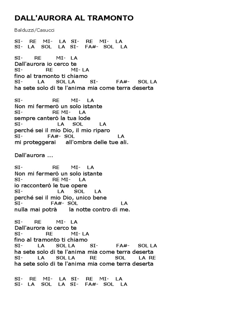 Dall Aurora Al Tramonto Testo Pdf