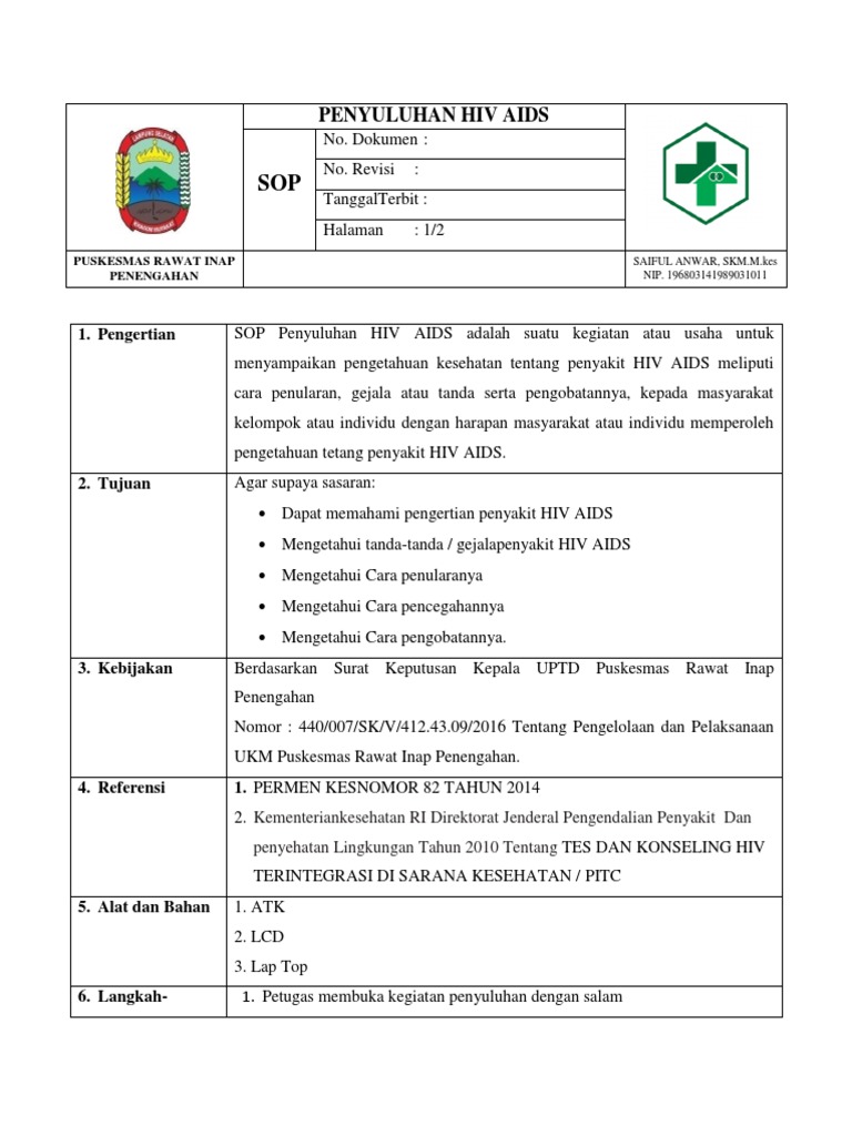 Sop Penyuluhan Hiv Aids | PDF