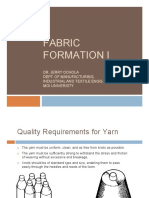 Fabric Formation I: Dr. Jerry Ochola Dept. of Manufacturing, Industrial and Textile Engg. Moi University