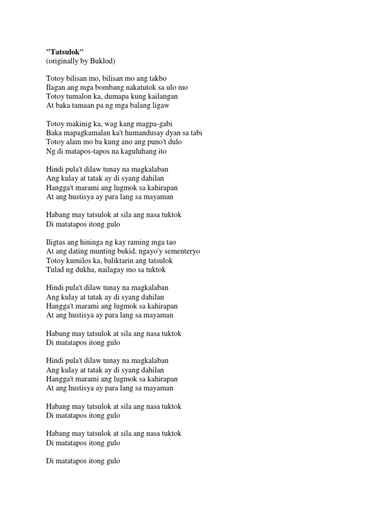 Tatsulok Lyrics Pdf