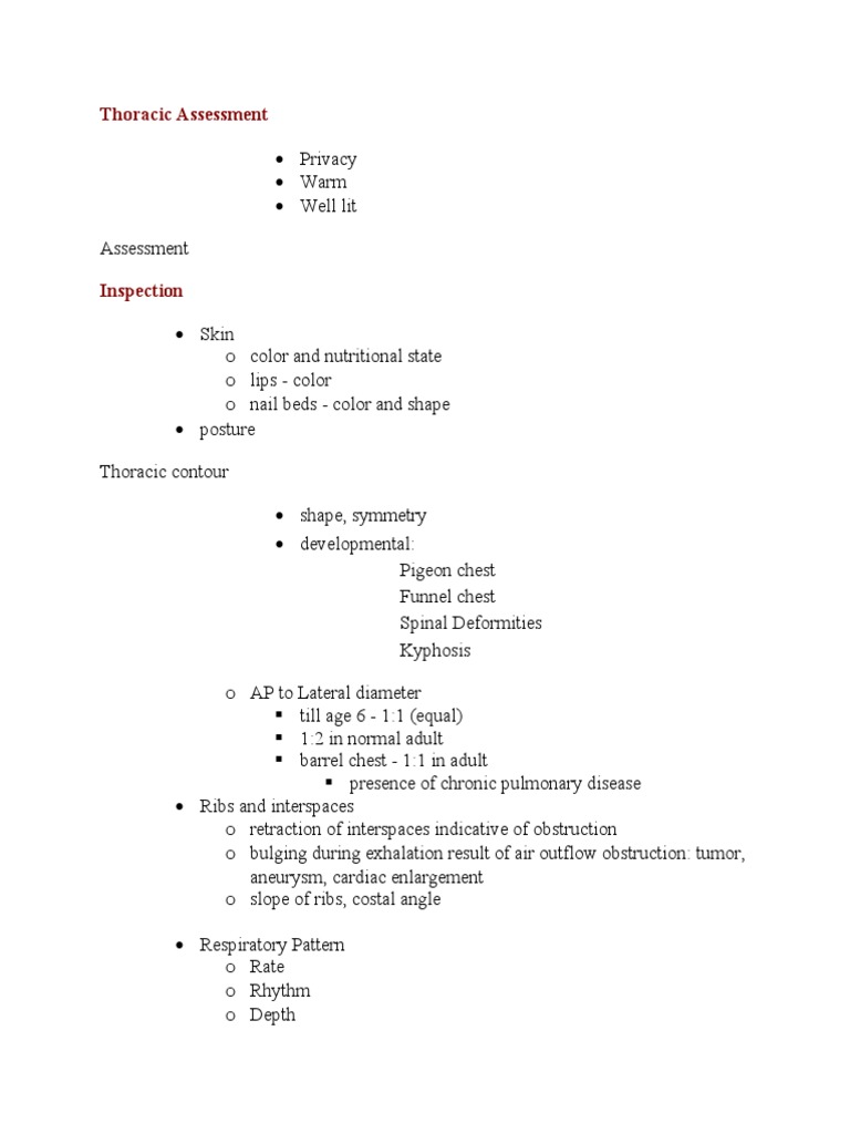 Comprehensive Thoracic Assessment Guide | PDF | Lung | Respiratory Tract
