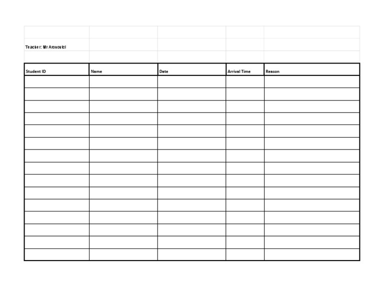 Tardy Sheet PDF | PDF
