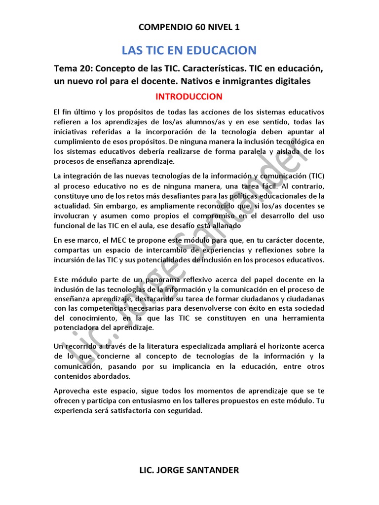 TIC en Educación: Rol del Docente | PDF | Tecnología de información y ...