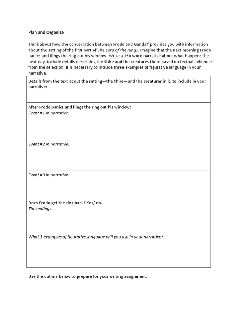 Narrative Graphic Organizer PDF
