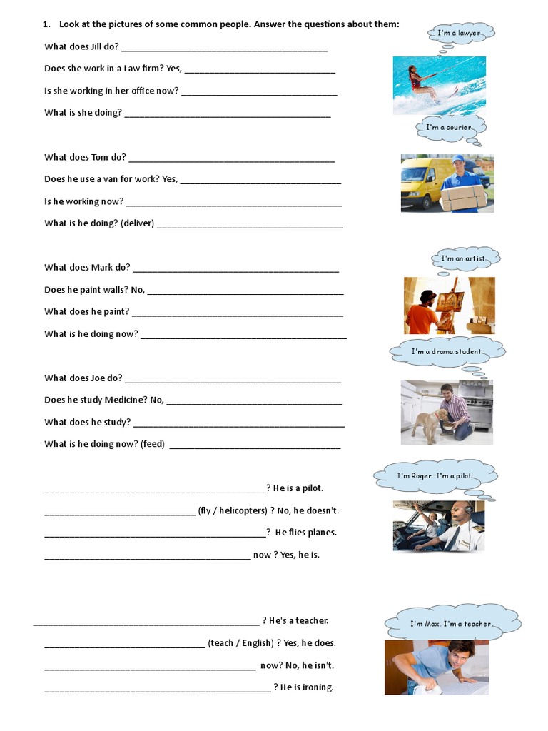worksheet jobs