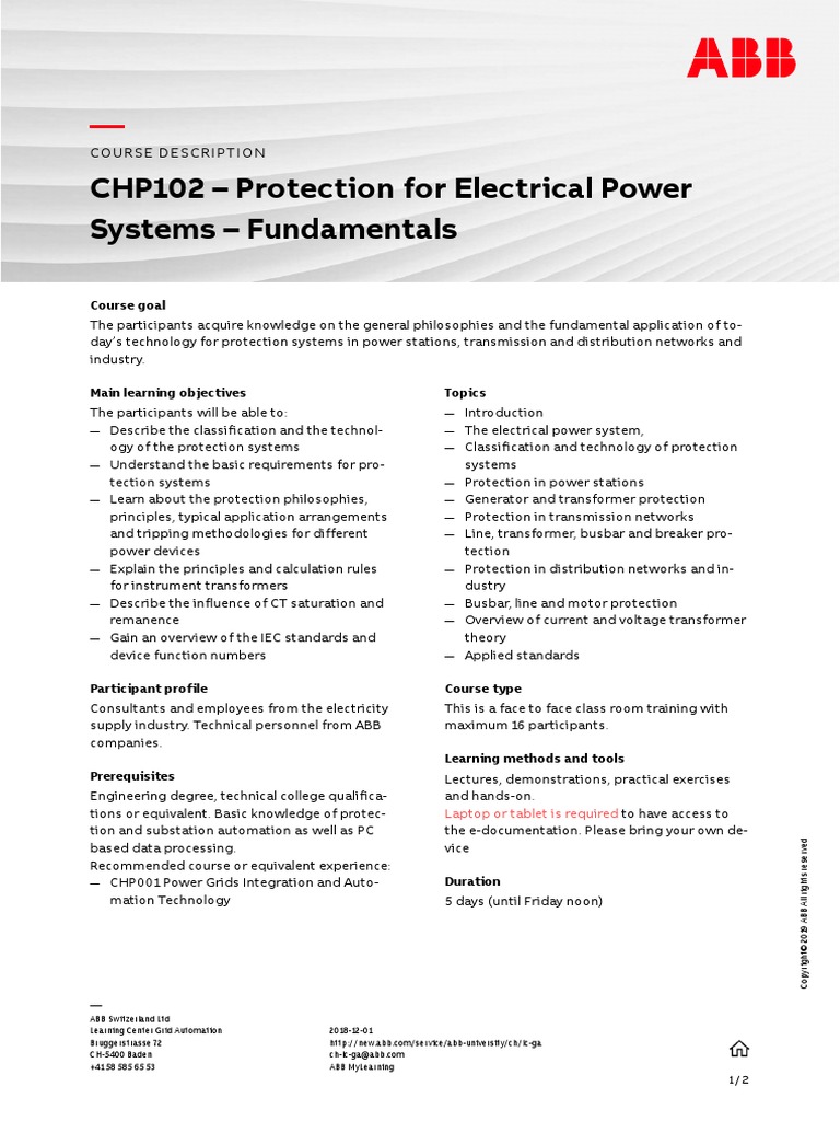 CHP102 Protection For Electrical Power Systems Fundamentals2 PDF Electric Power