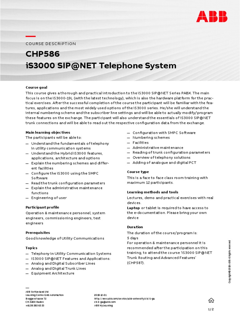 CHP586 IS3000 Telephone System PDF Telephony Telephone