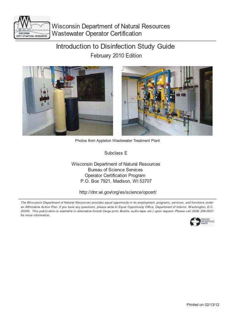 Introduction To Disinfection Study Guide Wisconsin Department of