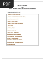 Table of Contents: Method Statement FOR Installation of Power and Lighting System Wiring