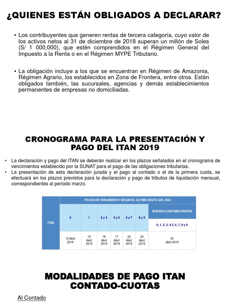 Obligados a Declarar ITAN 2025 | PDF | Impuesto sobre la renta | Impuestos