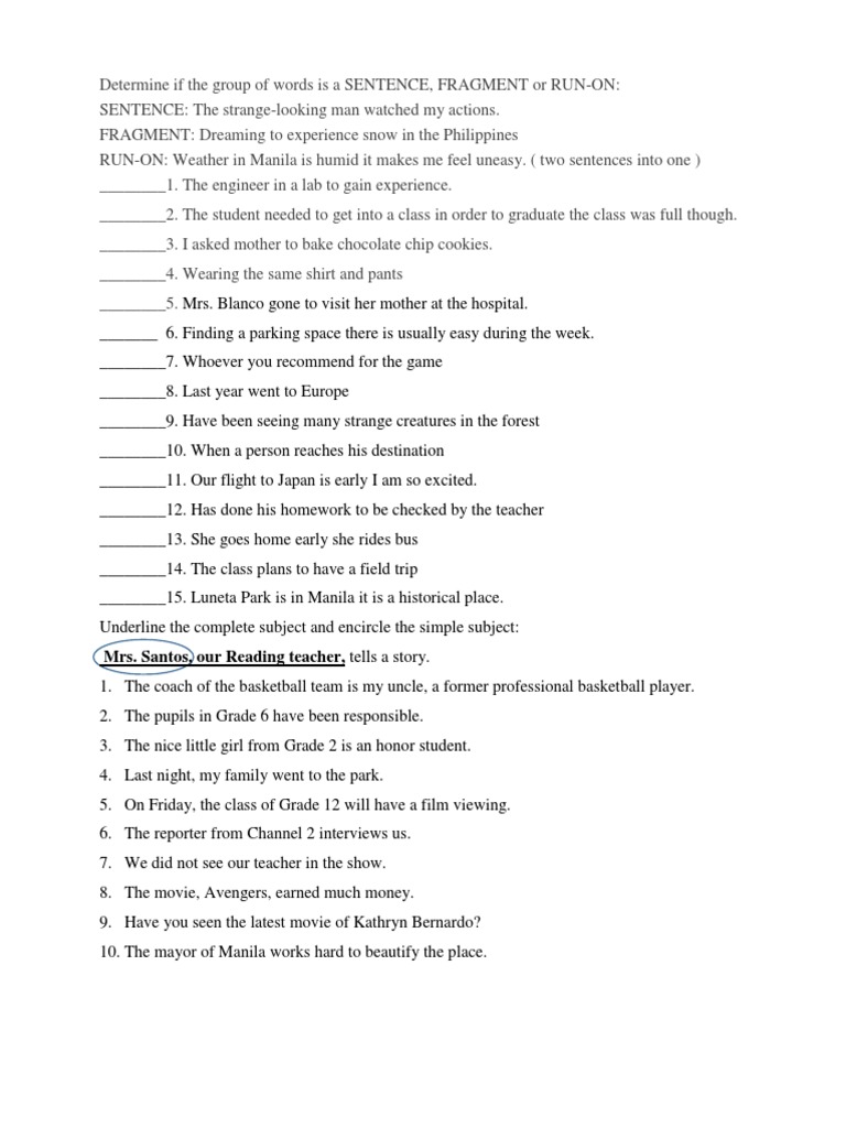 Identifying Sentences and Phrases | PDF | Verb | Adjective