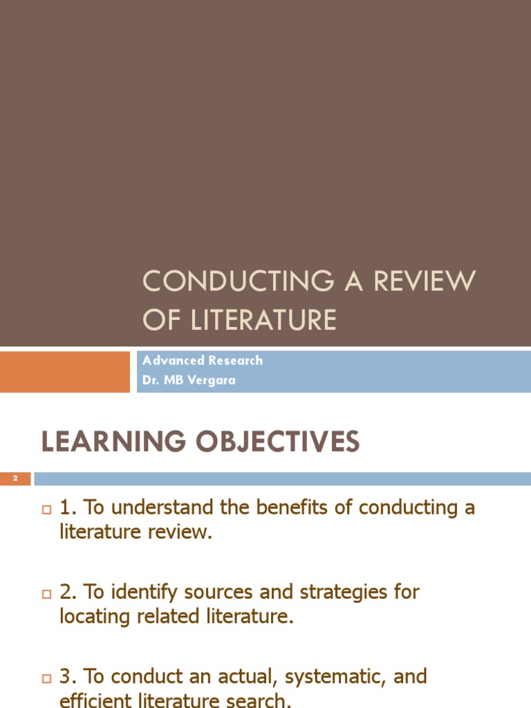 Conducting A Literature Review | PDF | Libraries | Psychology