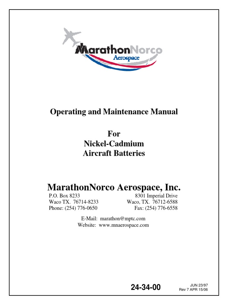 Operating Maintenance Pdf Rechargeable Battery Electric Current