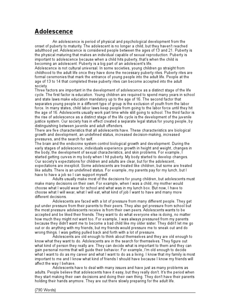 Puberty essay introduction image