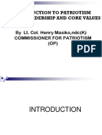 Introduction To Patriotism Studies, Leadership and Core Values by Lt. Col. Henry Masiko, NDC (K) Commissioner For Patriotism (OP)