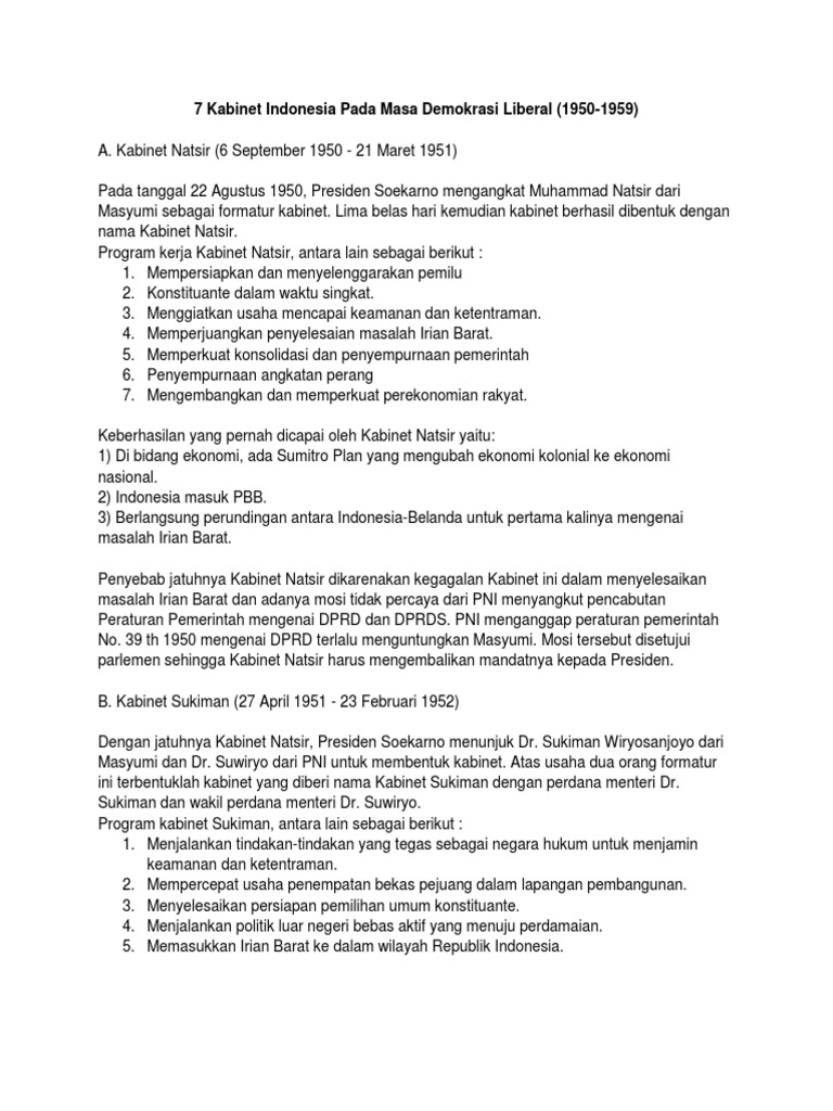 Sebab Jatuhnya Kabinet Natsir Dan Faktor Keberhasilan