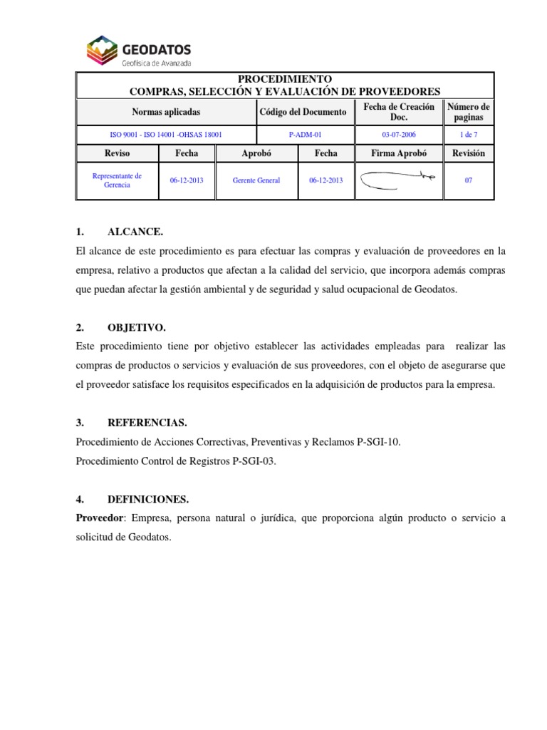 Procedimiento de Compras ISO 9001 | PDF | Logística | Business