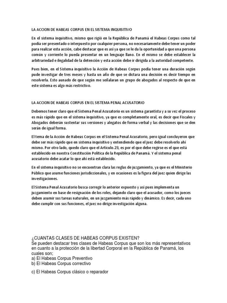 Tipos de Habeas Corpus en Panamá | PDF | Habeas corpus | Justicia