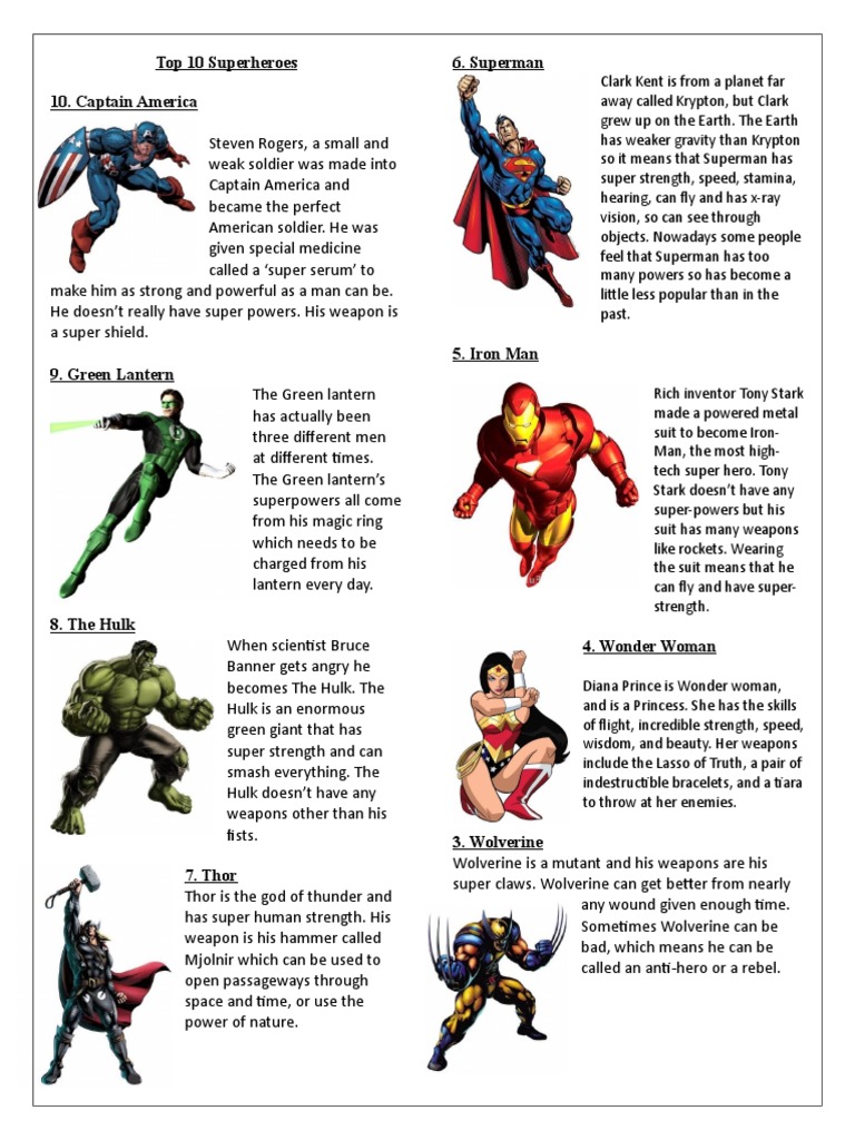 Superhero story pdf picture