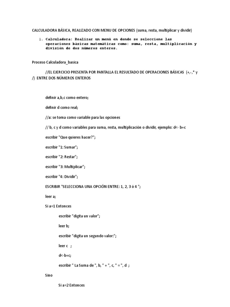 Sumar Restar Multiplicar Y Dividir En Inglés Calculadora Básica | PDF | Multiplicación | División (Matemáticas)