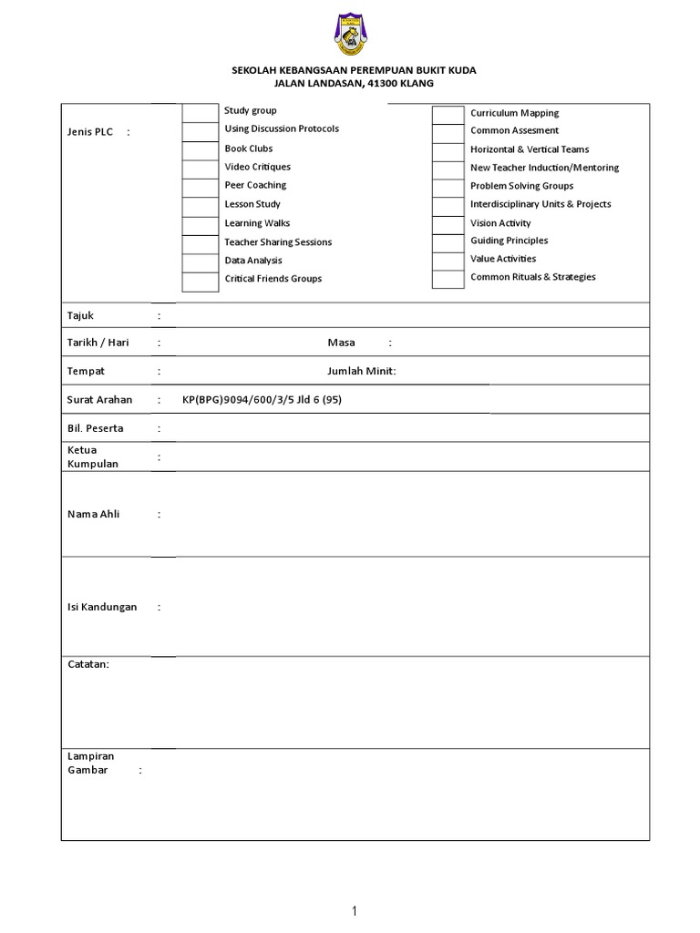 Borang Laporan PLC  PDF