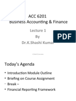 ACC 6201 Business Accounting & Finance: by Dr.K.Shashi Kumar