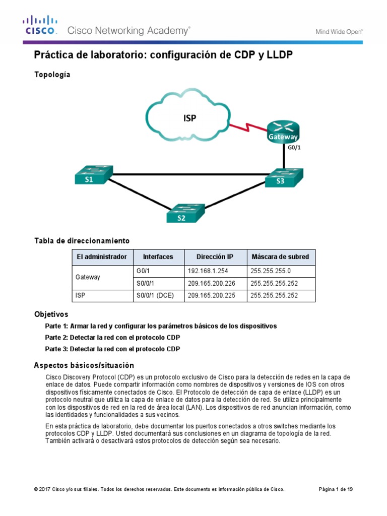 10.1.2.5 Lab - Configure CDP and LLDP | PDF | Enrutador (Computación ...