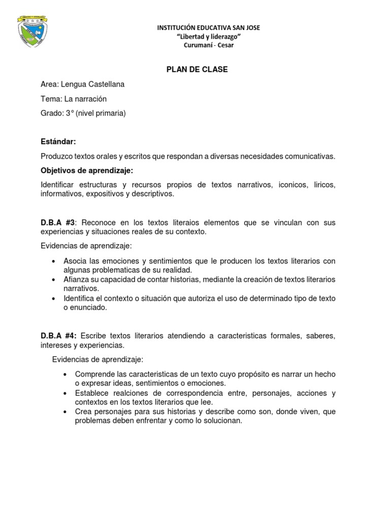 Plan de Clase - Primaria | PDF | Narrativa | Aprendizaje