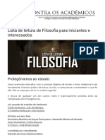 Lista de Leitura de Filosofia para Iniciantes e Interessados - Contra Os Acadêmicos