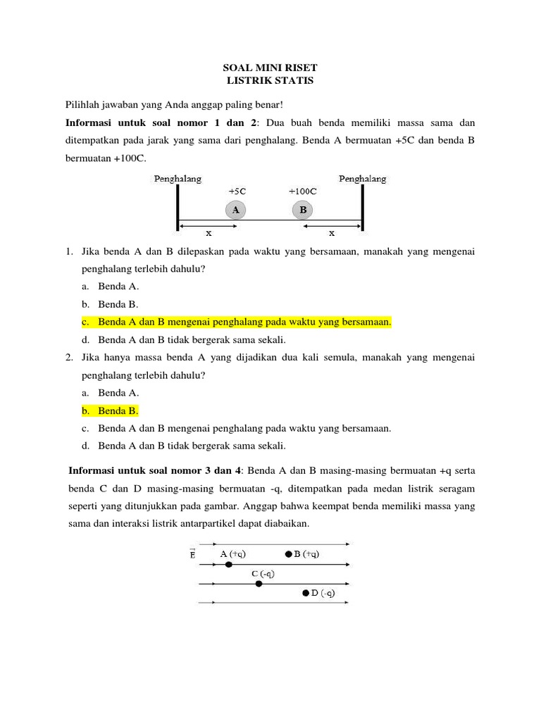 Soal Miskonsepsi Listrik Statis