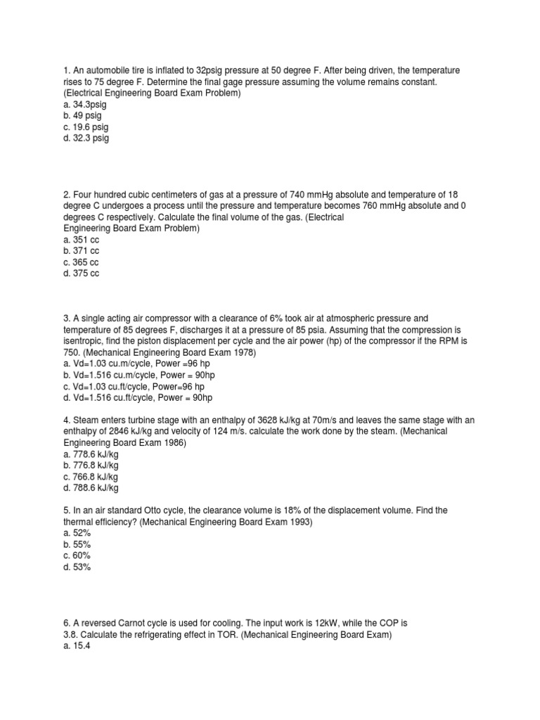 Past Mechanical Engineering Board Exam Question Set 3 PDF Rotating