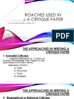 The Approaches Used in Writing A Critique Paper: By. Ms. Mara Camille B. Nañez, LPT