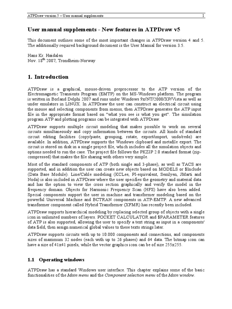 ATPDraw v5 User Manual Overview | PDF | Button (Computing) | Computer File
