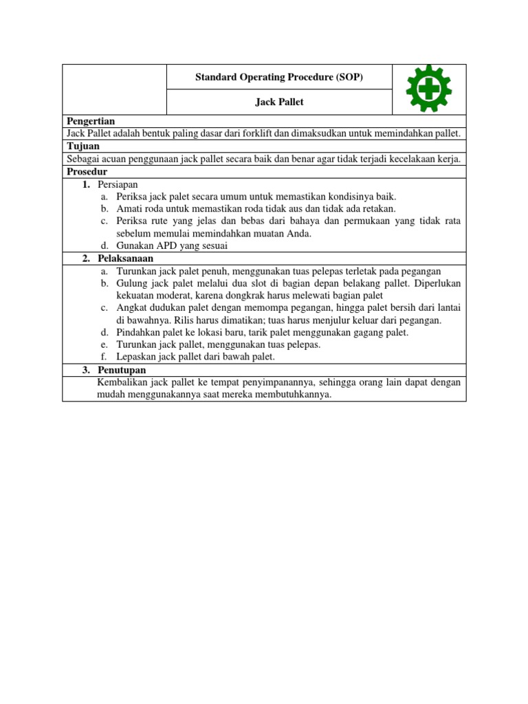 SOP Jack Pallet PDF