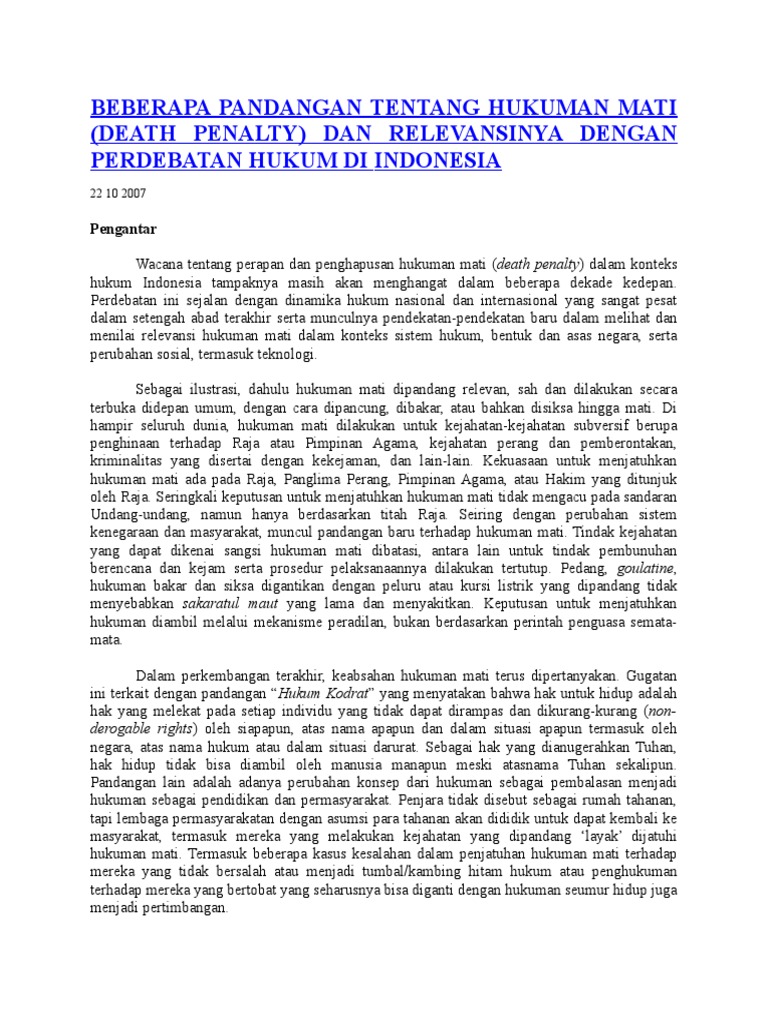 Beberapa Pandangan Tentang Hukuman Mati Pdf