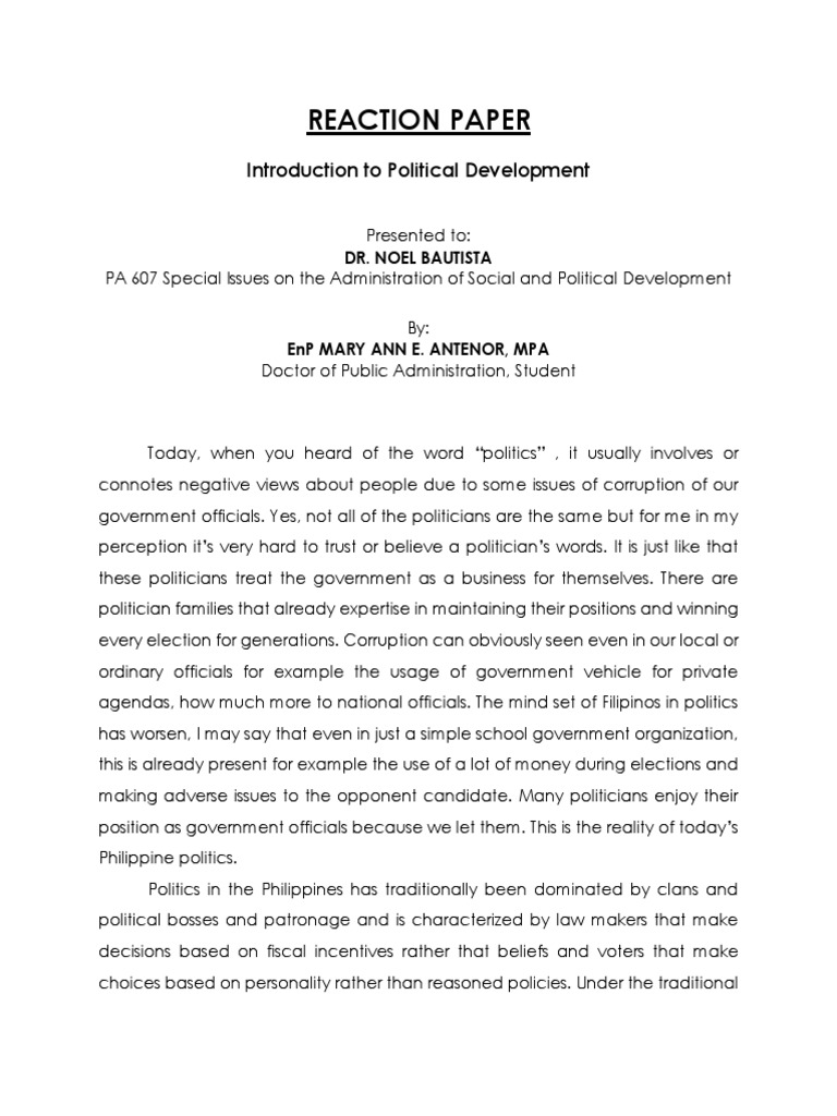 Pa 607 Antenor Reaction Paper | PDF | Political Corruption | Public ...
