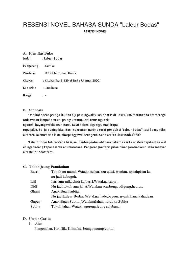 Resensi Novel Sunda Laleur Bodas tugasasikku
