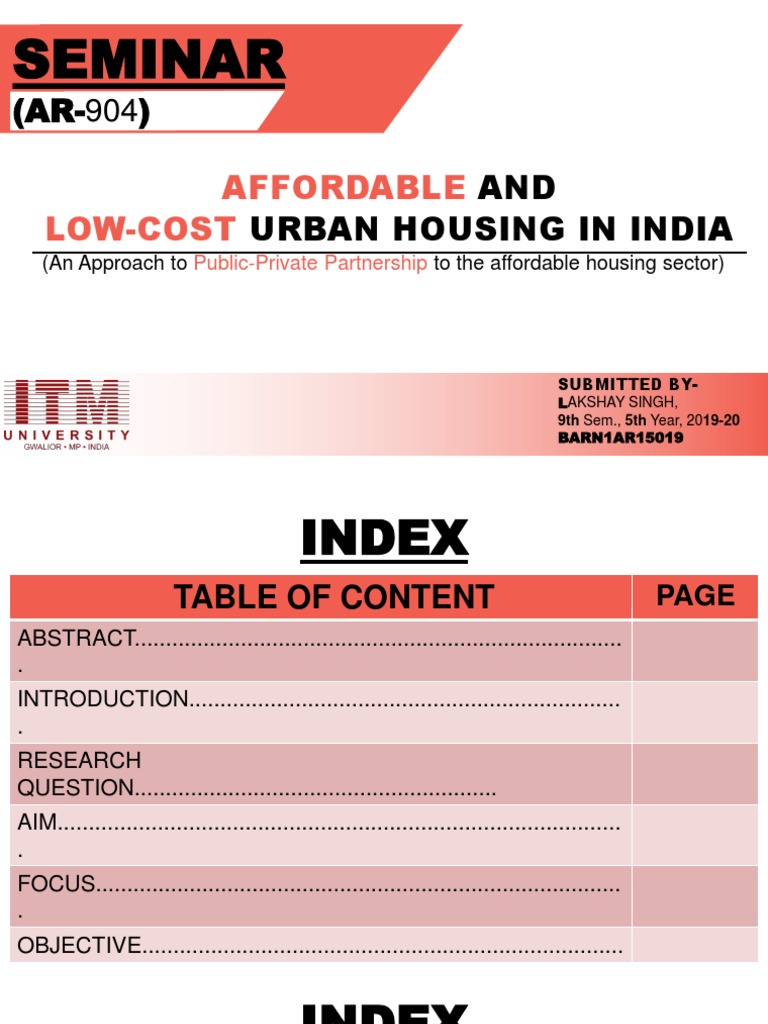 Affordable Urban Housing in India | PDF | Affordable Housing | Public ...