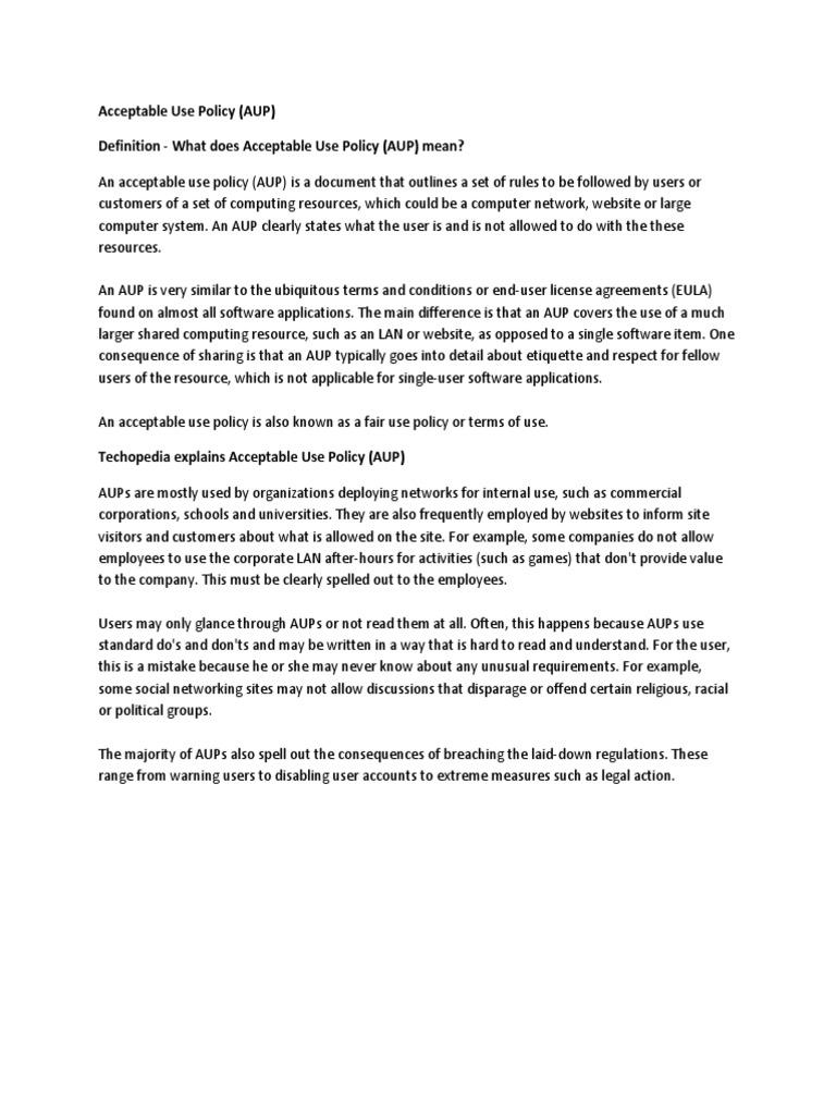 Understanding Acceptable Use Policies (AUP) | PDF | Career & Growth ...