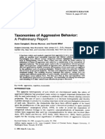 Preliminary: Taxonomies of Aggressive Behavior: A