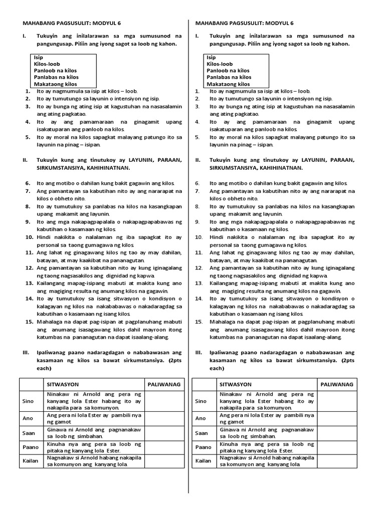 MODYUL 6 Long Test | PDF