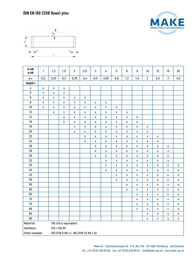 DIN EN ISO 2338 Dowel Pins dm6 dh8 C Length L PDF