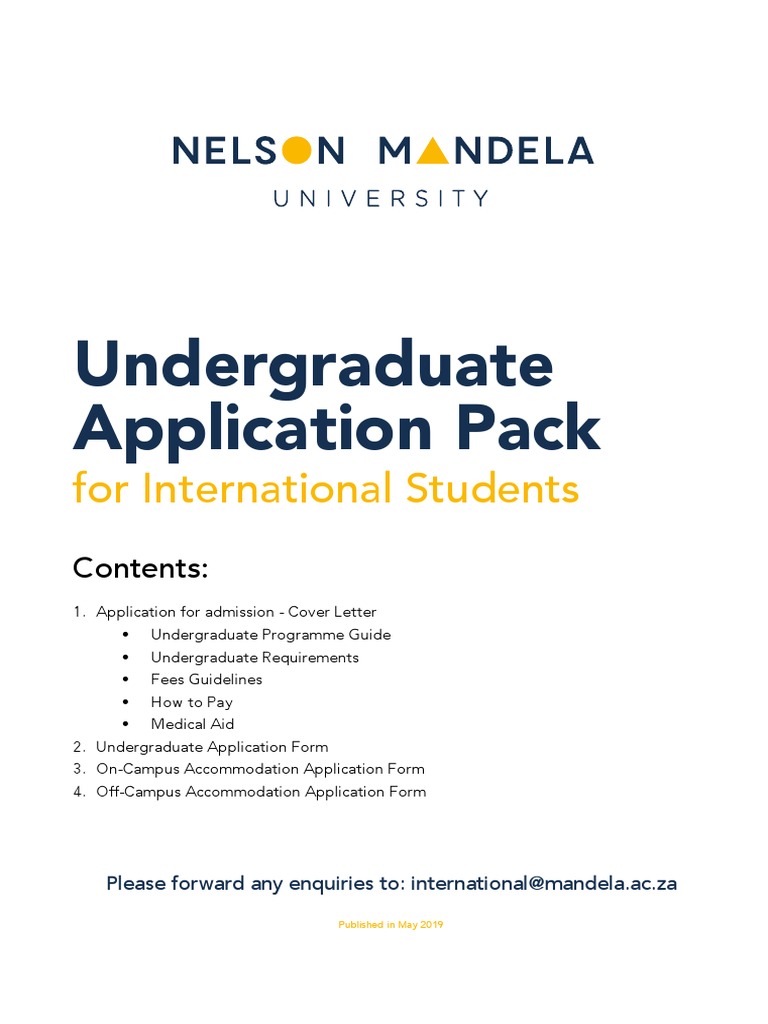 NMU Undergraduate Application Pack PDF University And College