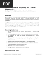 Level 5 Diploma in Hospitality and Tourism Management