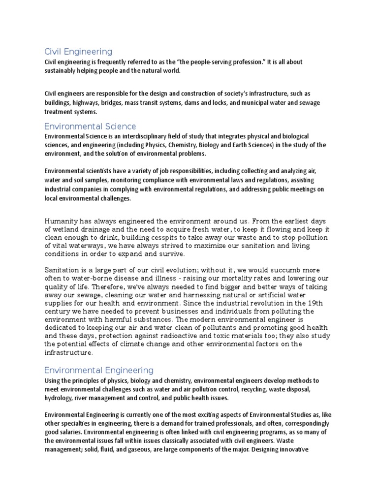 Environmental Engineering in Civil Context | PDF | Environmental ...